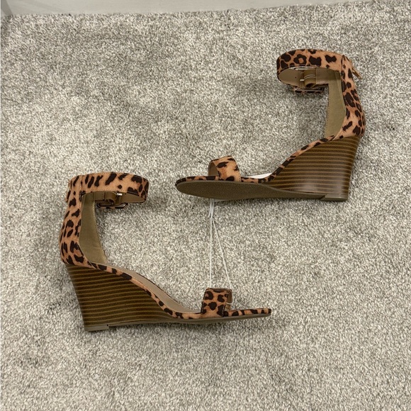 New York & Company Leopard Print Ankle Strap Wedge Sandals - Picture 3 of 7